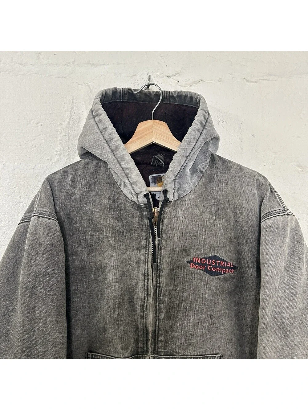 Vintage Faded Carhartt Quilted Hooded Active Jacket “Black”